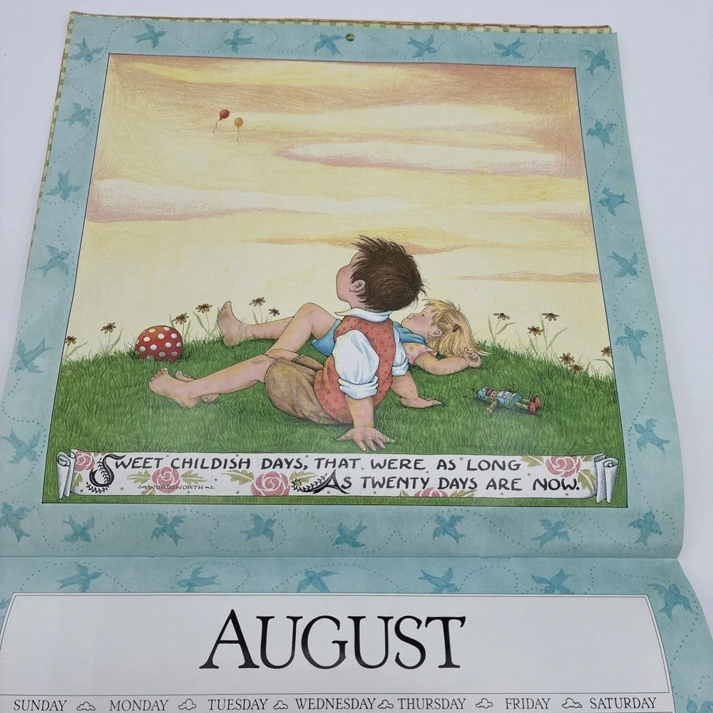 Vintage Mary Engelbreit 1989 Family Traditions Wall Calendar Whimsical Art 12x12